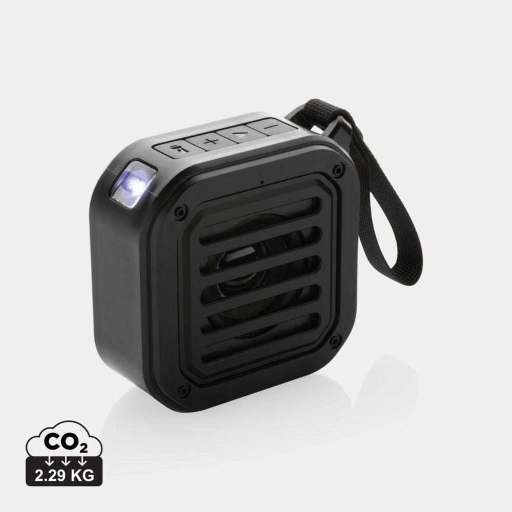 Bezvadu skaļrunis Sunwave 3W ar saules paneli no pārstrādāta ABS ar jūsu logo