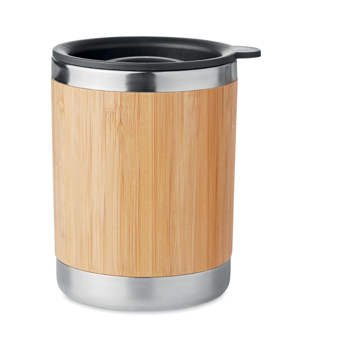 Stainless steel tumbler LOKKA with bamboo case, 250 ml, with your logo
