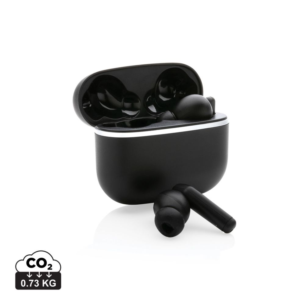 Swiss Peak TWS 2.0 earbuds made from RCS recycled ABS with your logo