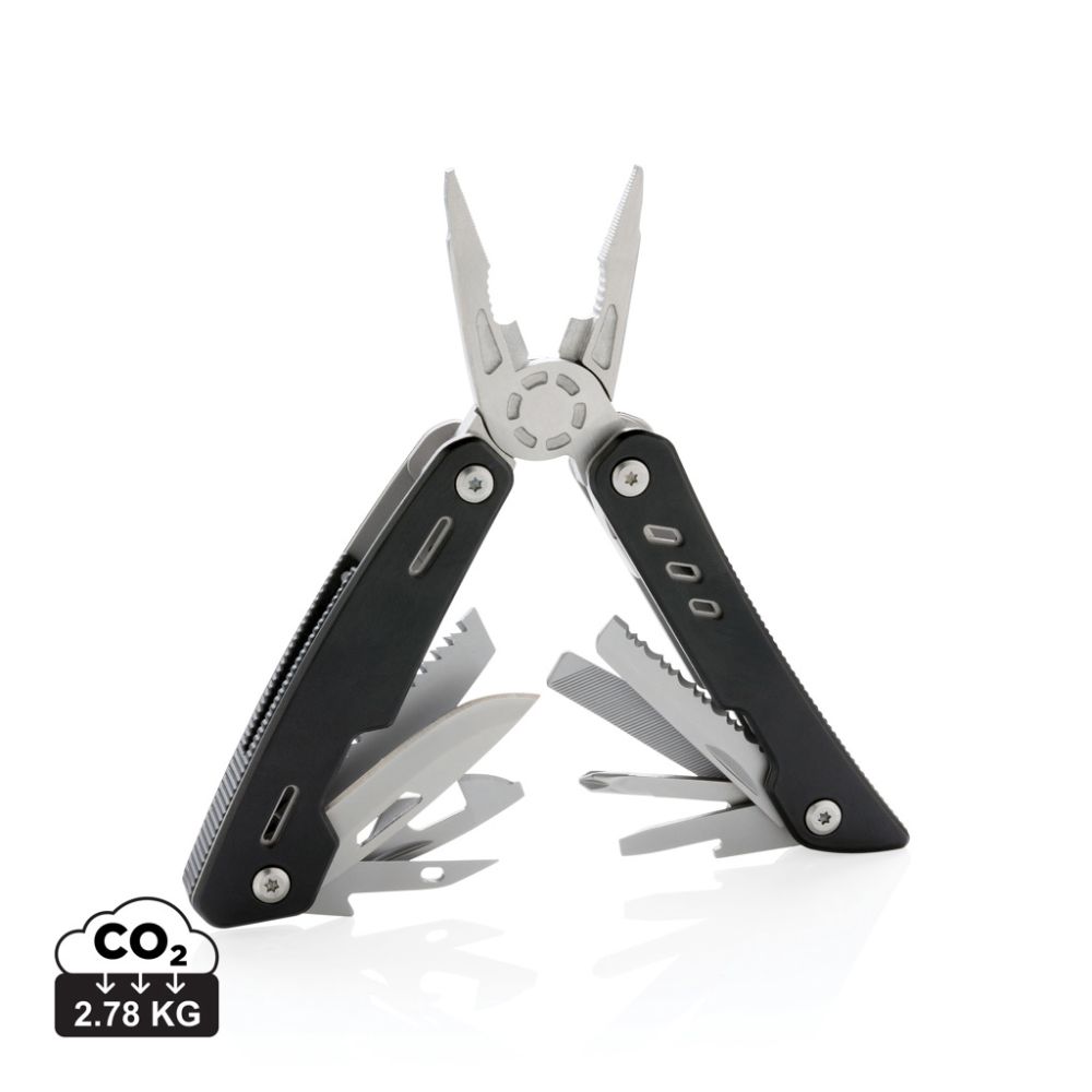 Solid multitool with 12 functions and aluminium case, with your logo