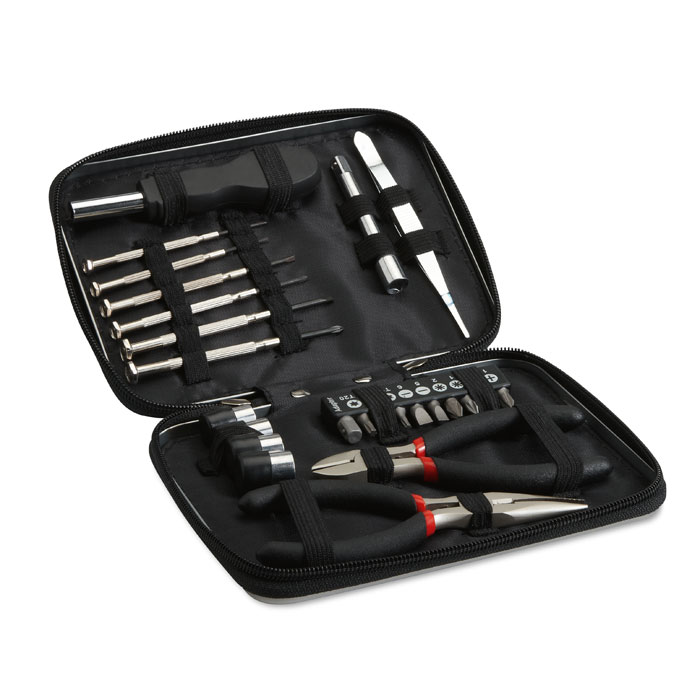 PAUL 26-piece tool set in aluminium case with your logo