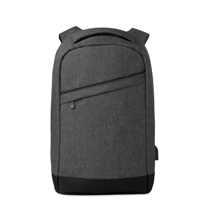 Two-tone backpack BERLIN with 13'' laptop compartment and USB cable, with your logo