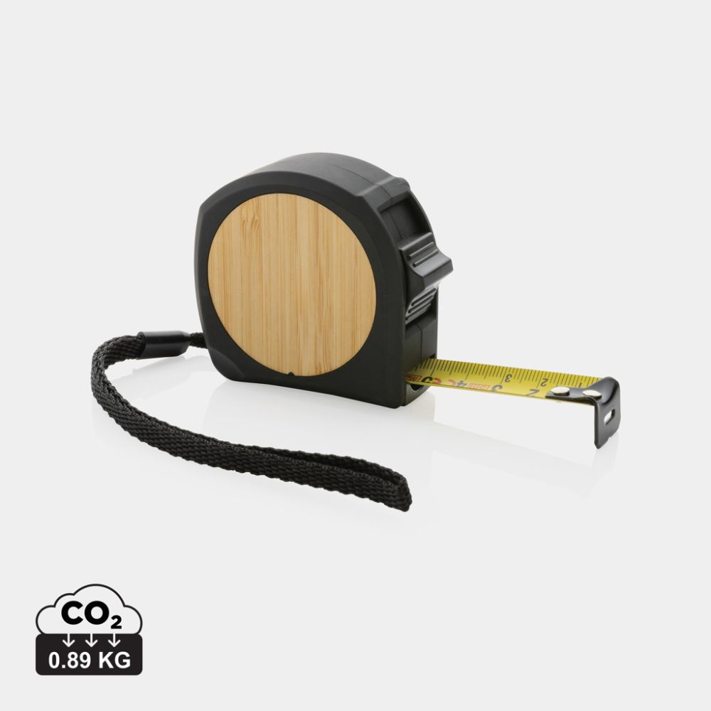 Measuring tape 5 m RCS recycled ABS with bamboo plate, with your logo