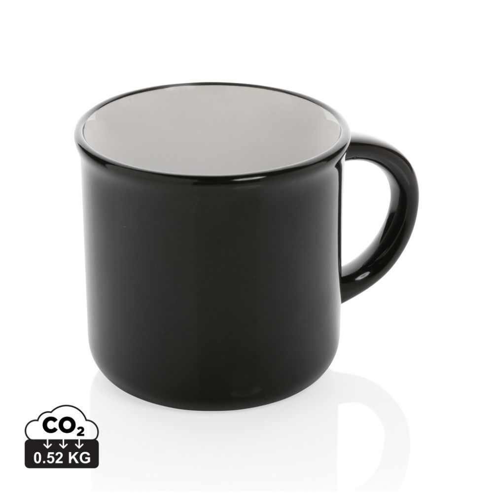 Vintage ceramic mug 280 ml with curved handle and your logo