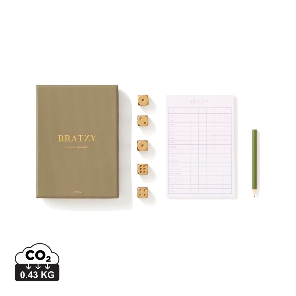 VINGA Bratzy Yatzy-style dice game in a gift box with your logo