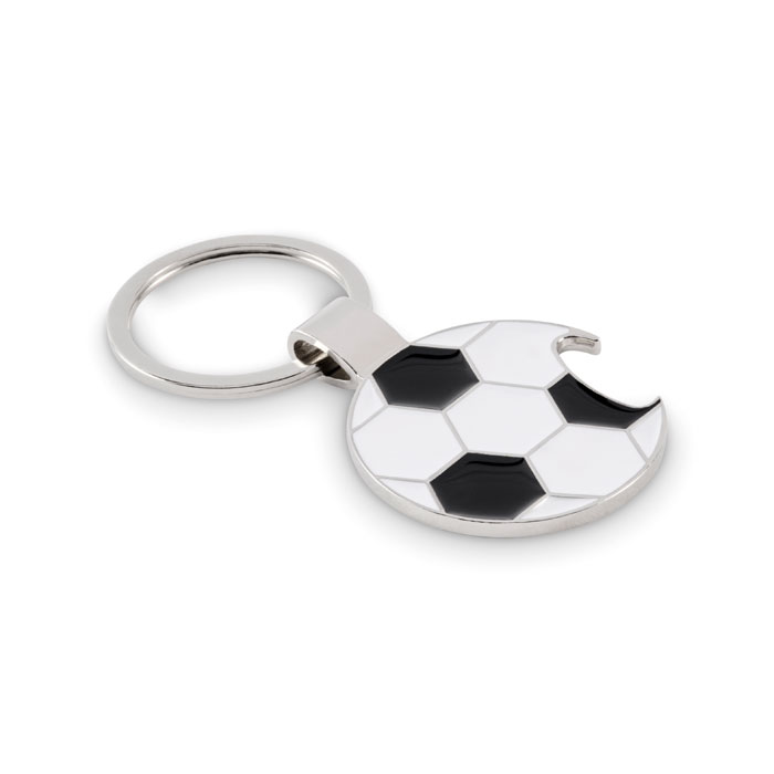 Atslēgu piekariņš ar pudeļu attaisāmo OPEN GOAL futbola bumbas formā ar jūsu logo