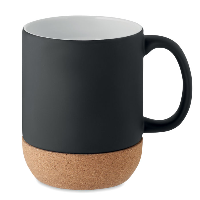 Ceramic mug MATT 300 ml with cork base detail and your logo