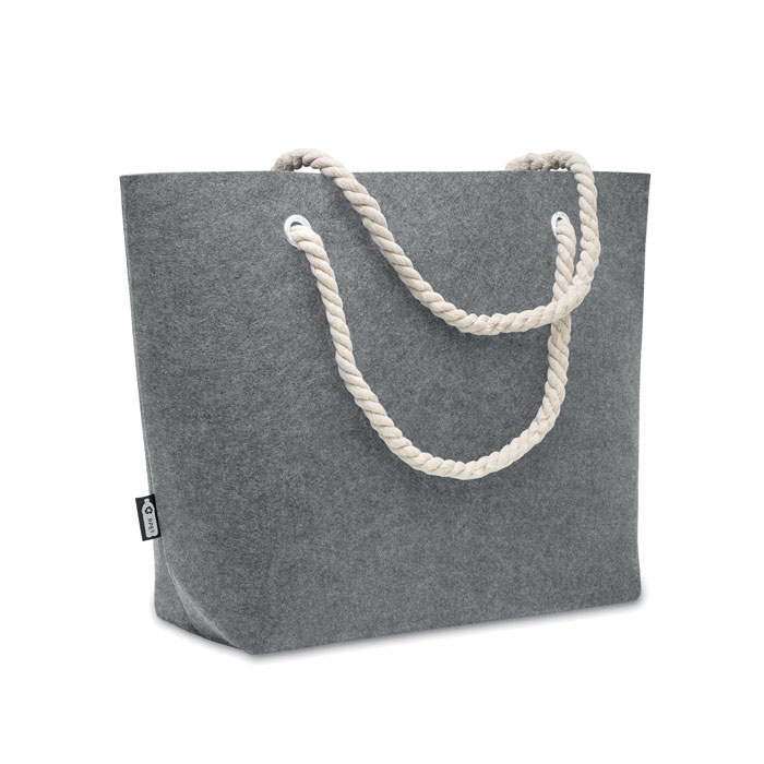 RPET felt beach bag FELTSEA with cord handles and two print sides, with your logo