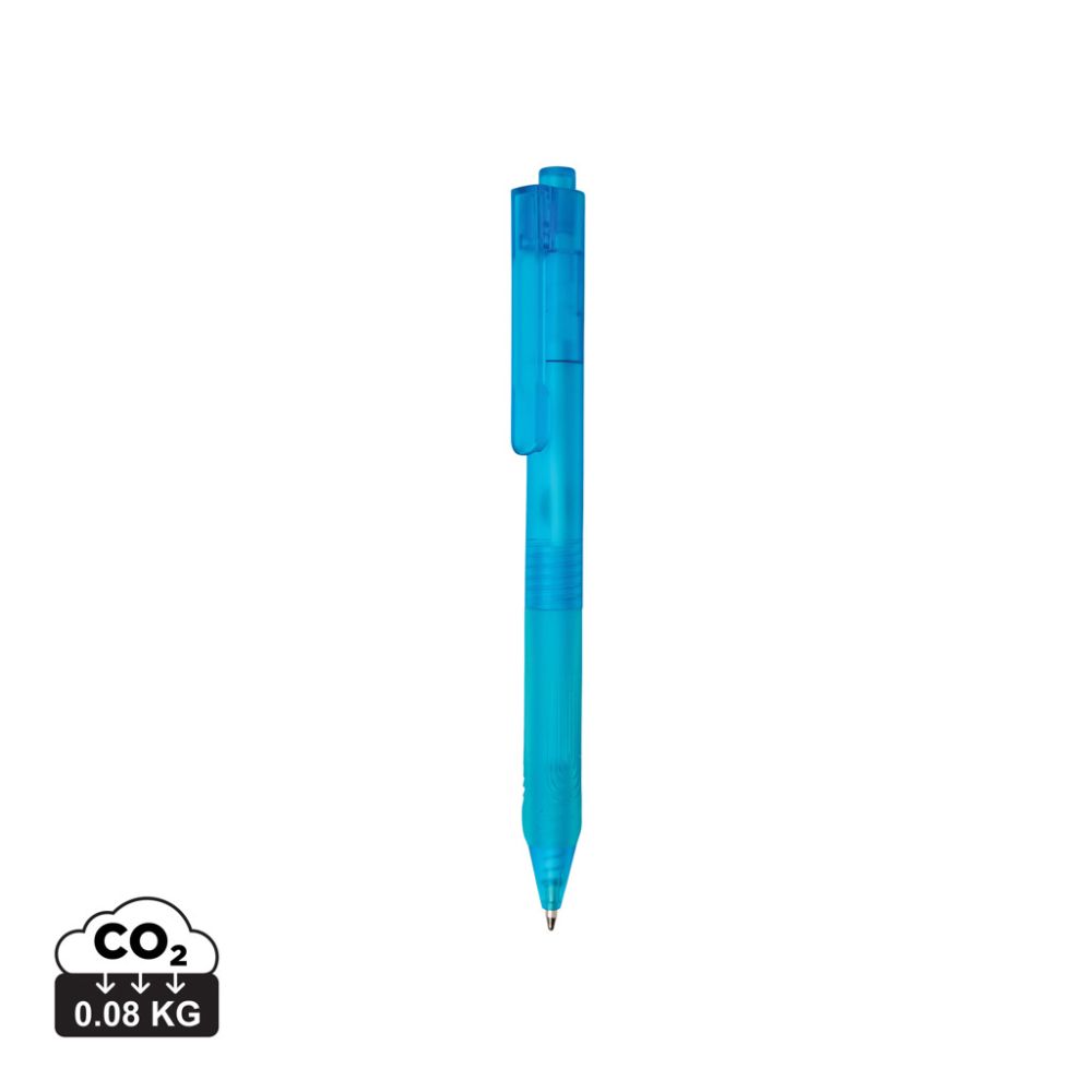 X9 frosted plastic pen with silicone grip for comfortable writing, with your logo