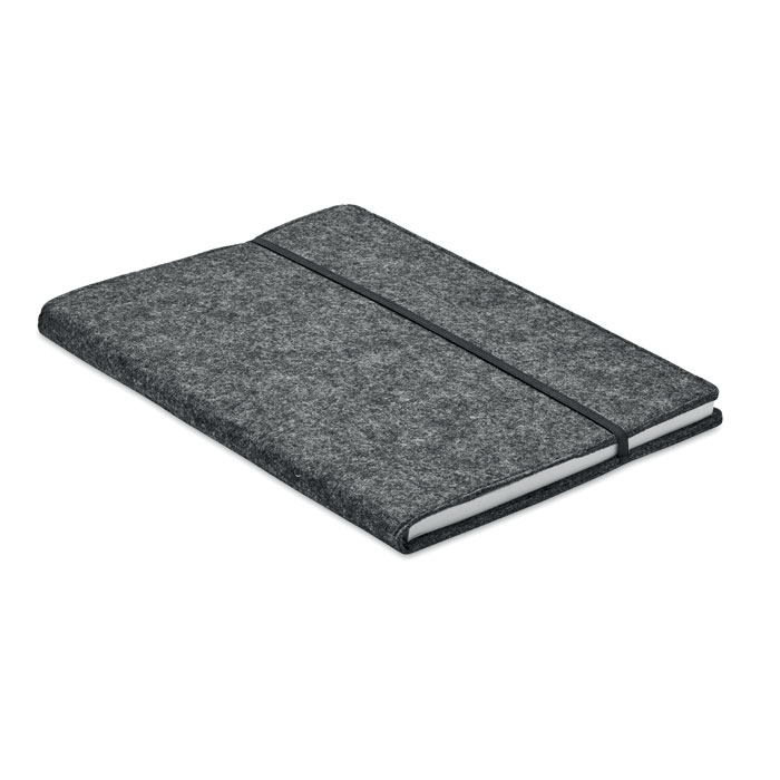 A5 notebook FELTBOOK with RPET felt cover and pen loop, with your logo