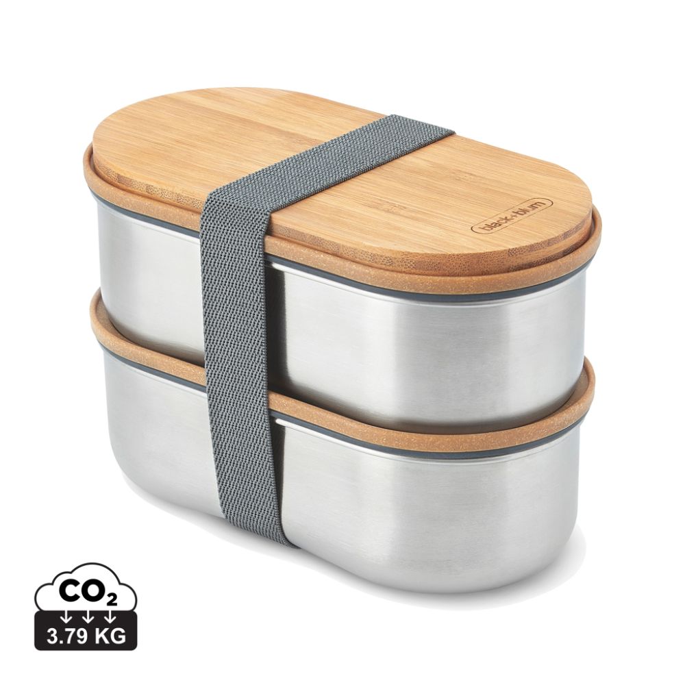 Nerūsējošā tērauda pusdienu kaste Black+Blum Double Bento 1 l ar jūsu logo