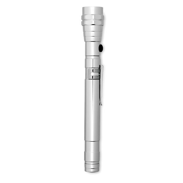 Extendable aluminium torch STRECH-TORCH with 3 LEDs and magnet with your logo