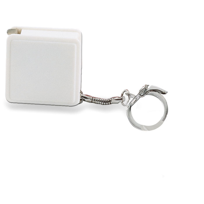 WATFORD key ring with 1 m flexible steel ruler, square case, with your logo