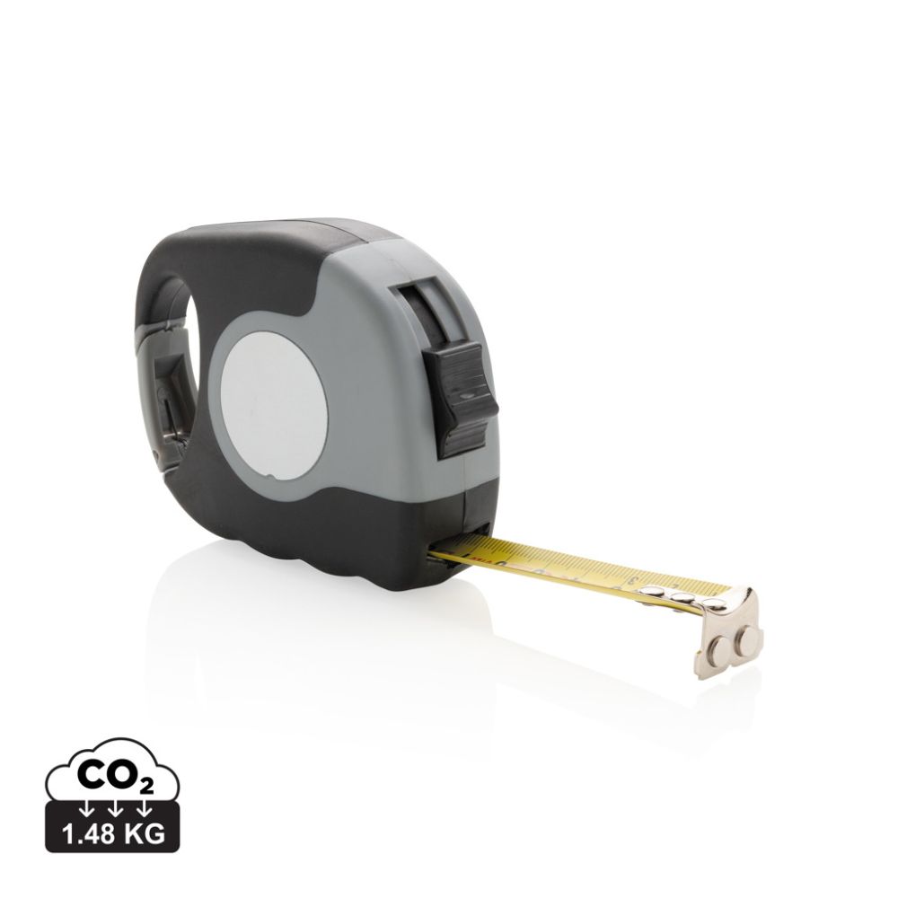 Measuring tape with carabiner 5 m / 19 mm and magnetic hook with your logo