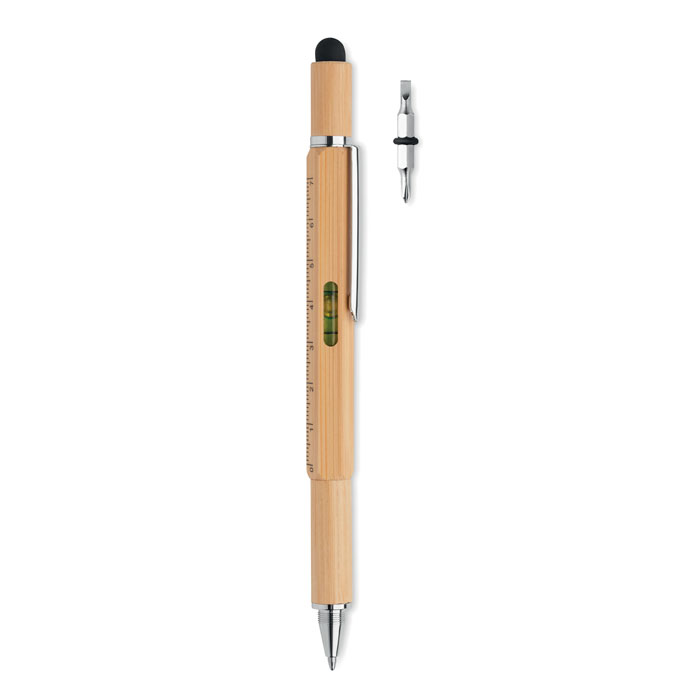 Bamboo spirit level pen TOOLBAM with screwdriver bits and your logo