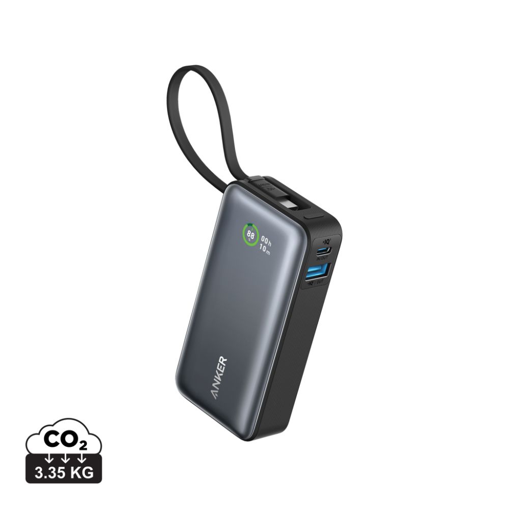 Ārējais akumulators Anker Nano Power Bank 30W ar iebūvētu USB-C kabeli ar jūsu logo