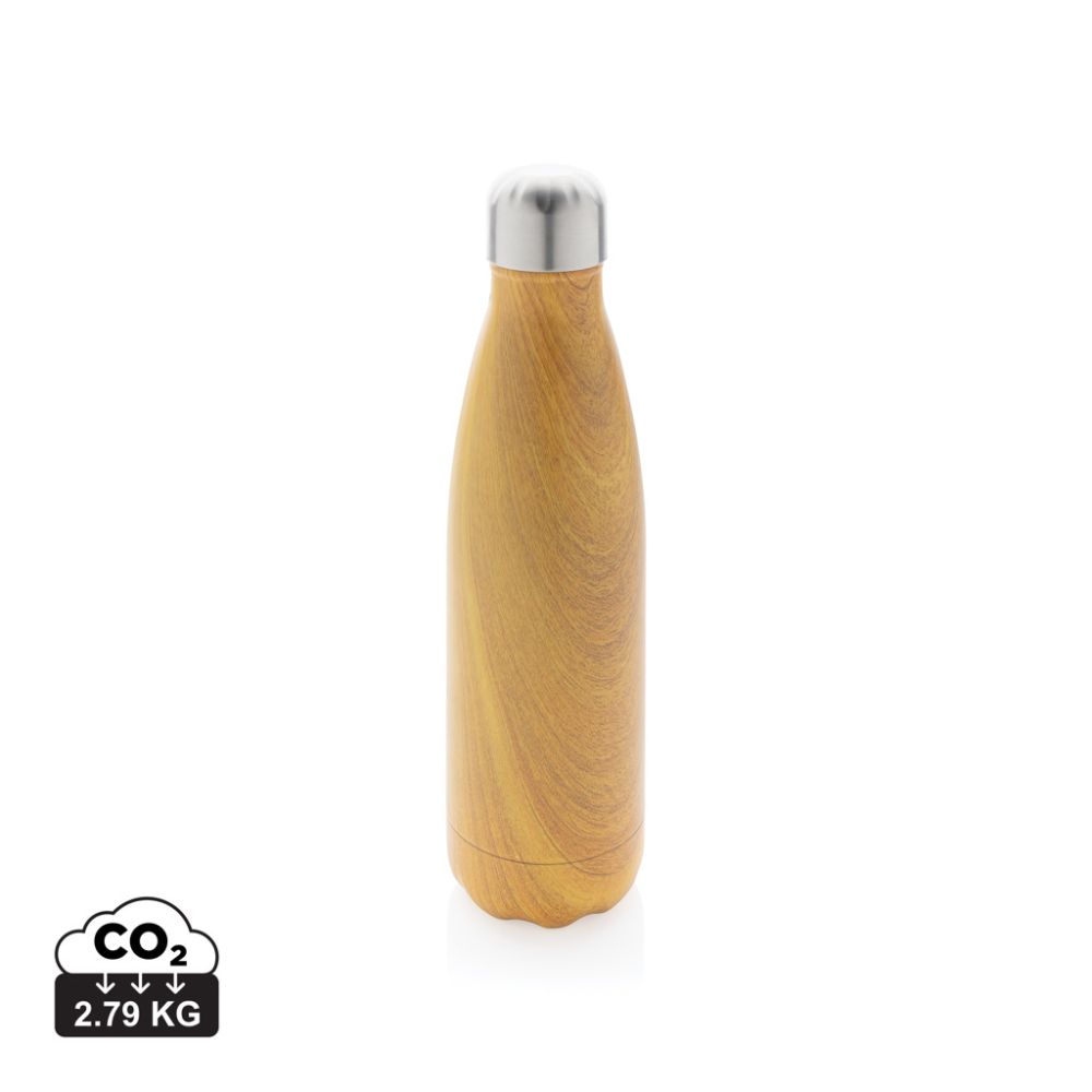 Vacuum insulated stainless steel bottle P436.48 with wood print, 500 ml, with your logo