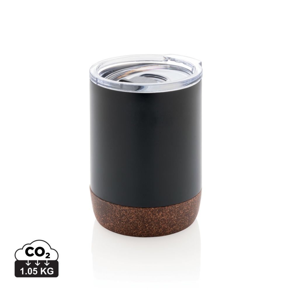 Vacuum coffee mug Re-steel Cork 180 ml, recycled steel, with your logo
