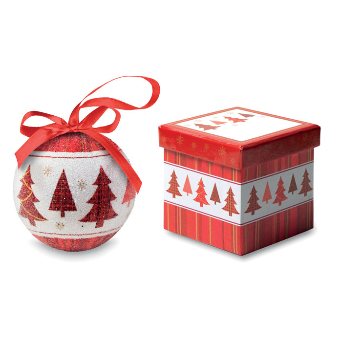 Christmas bauble SNOWY in gift box with pearl finish, with your logo