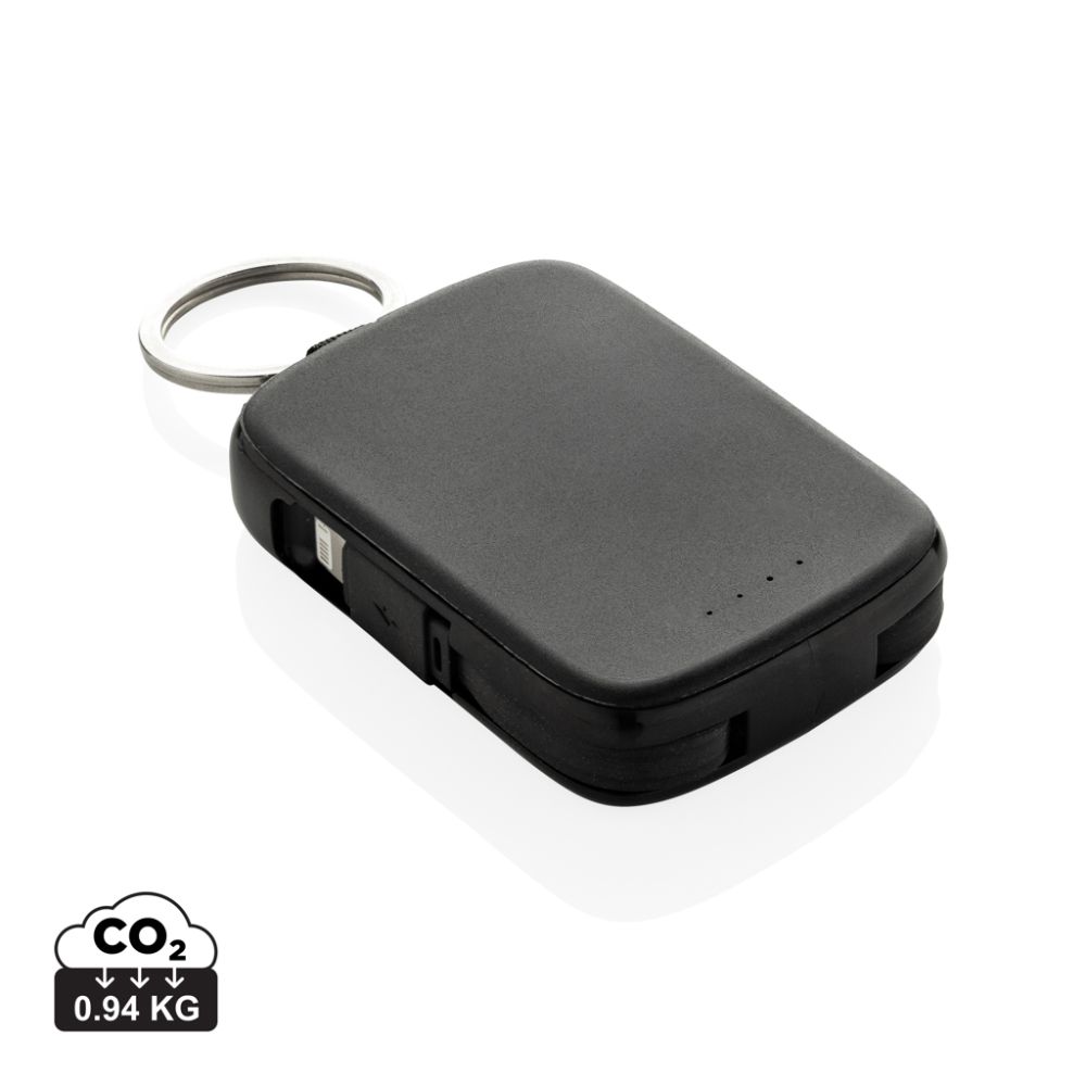 Atslēgu piekariņš powerbank Nexo 2000 mAh ar integrētiem kabeļiem un jūsu logo