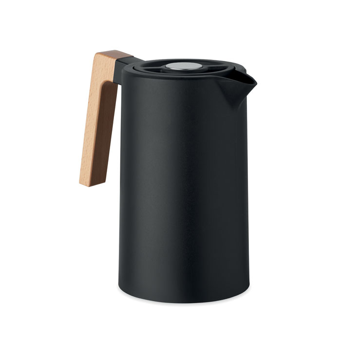 SERVIR 1 l double wall vacuum jug with wooden handle with your logo