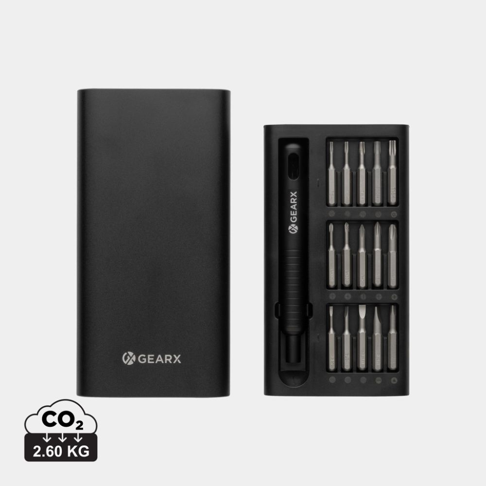 Precīzijas skrūvgriežu komplekts Gear X 31 in 1 alumīnija kārbā ar jūsu logo