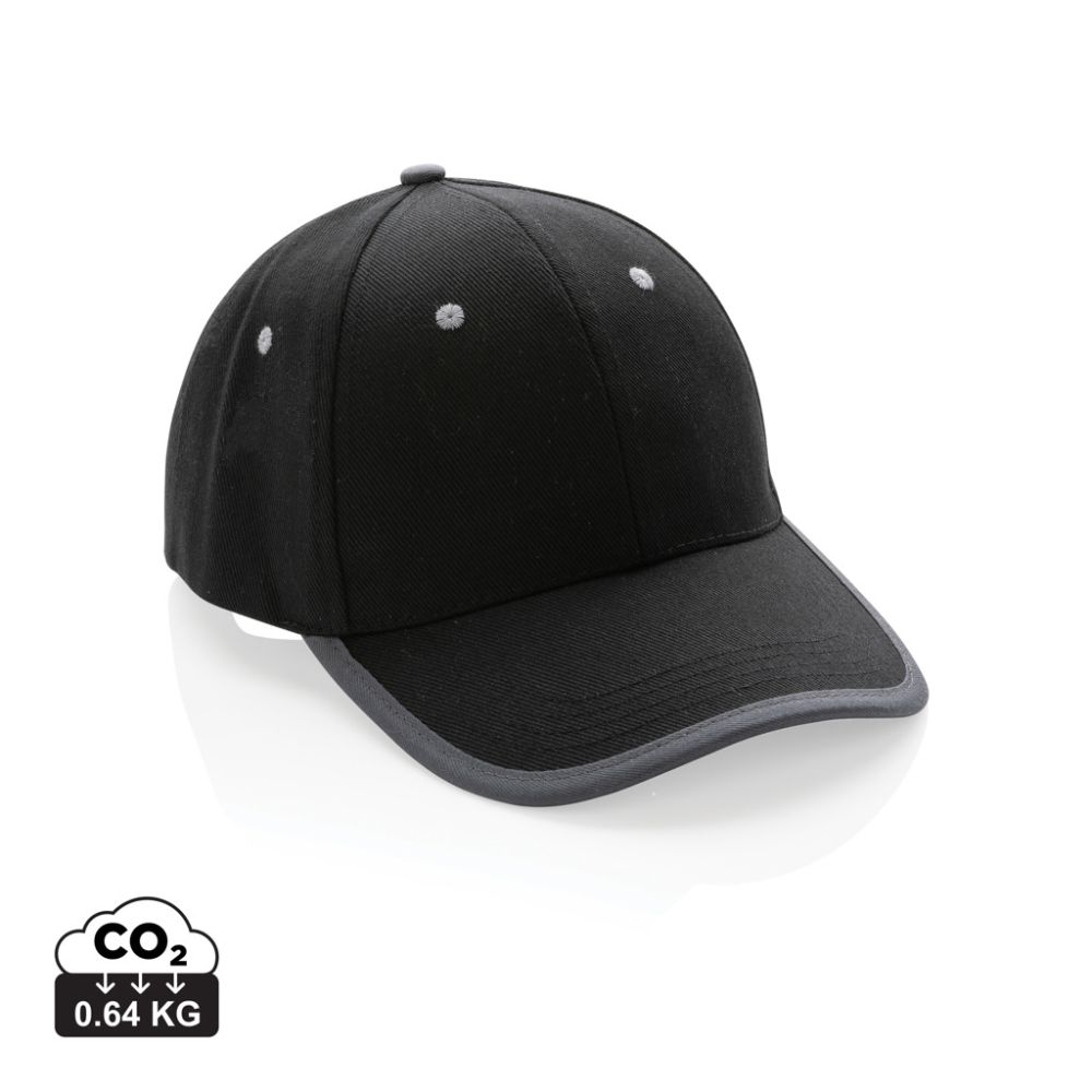 6 panel cap Impact AWARE™ in brushed recycled cotton with contrast binding and your logo
