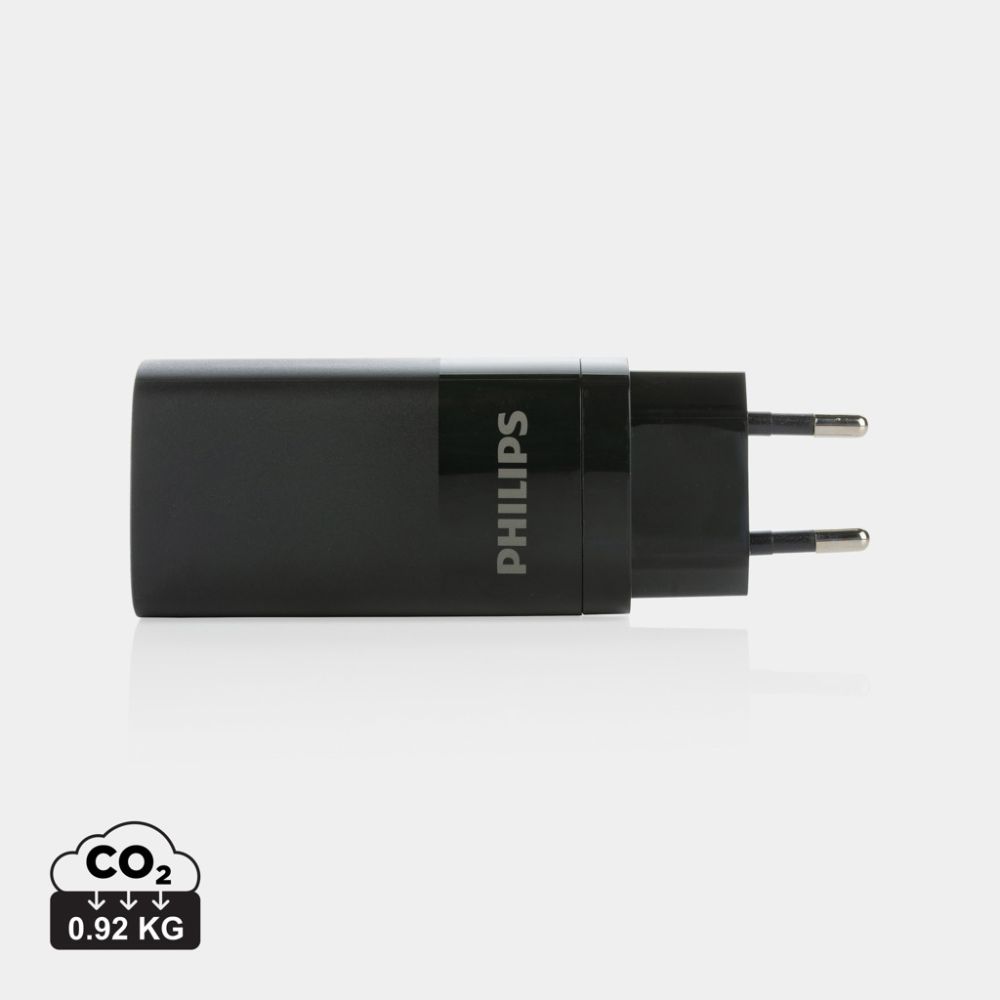Philips 65W 3-port USB wall charger with GaN technology and your logo