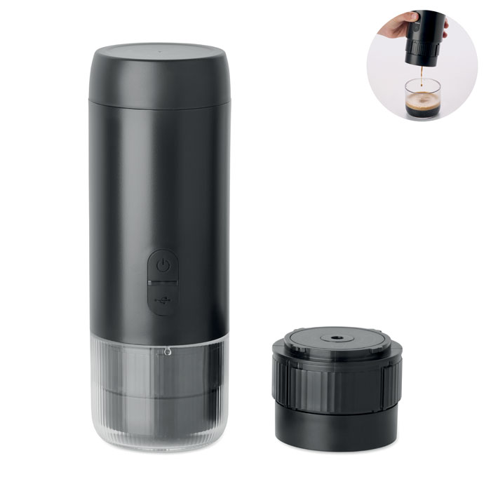 Portatīvs kafijas aparāts PORTO ar USB-C uzlādi ar jūsu logo