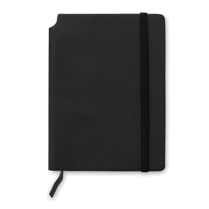 A5 notebook SOFTNOTE with soft PU cover and pen holder, with your logo