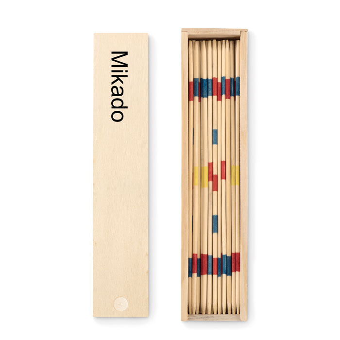 Mini mikado set MINI MIKADO in a wooden box with your logo