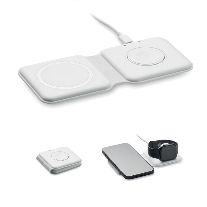 Salokāms 2 vienā bezvadu lādētājs FLIP 15 W ar jūsu logo