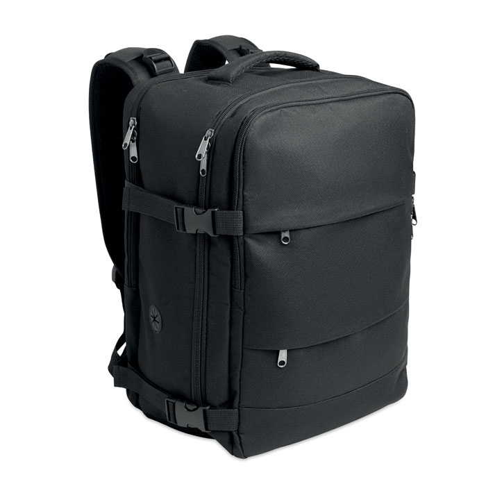 FLYHIGH cabin-size extendable backpack in RPET with 180° opening and your logo