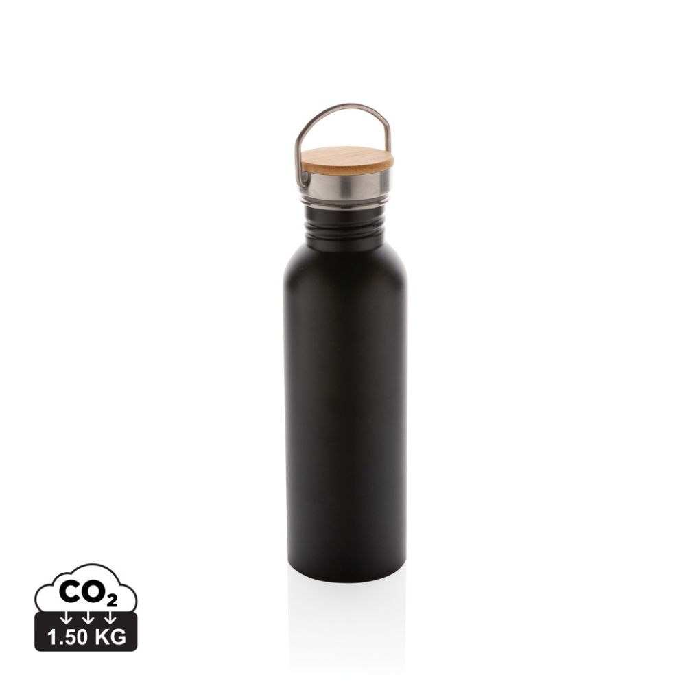 Stainless steel bottle 710 ml with bamboo lid and handle, with your logo