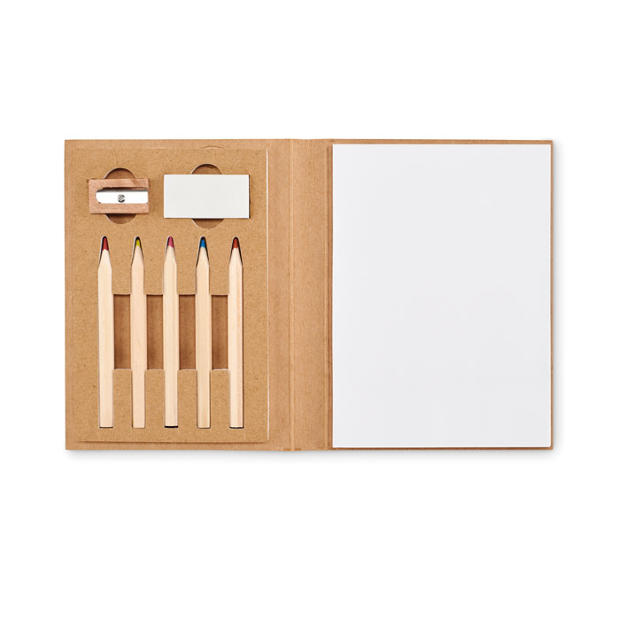 Kids drawing set KISAN with 60 recycled paper sheets with your logo