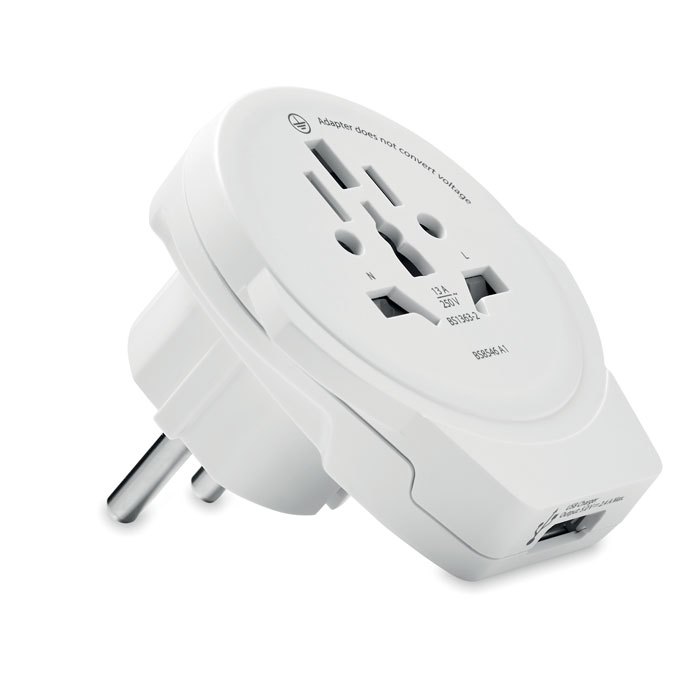 Ceļojumu adapteris SKROSS WORLD TO EUROPE ar USB 12 W ar jūsu logo