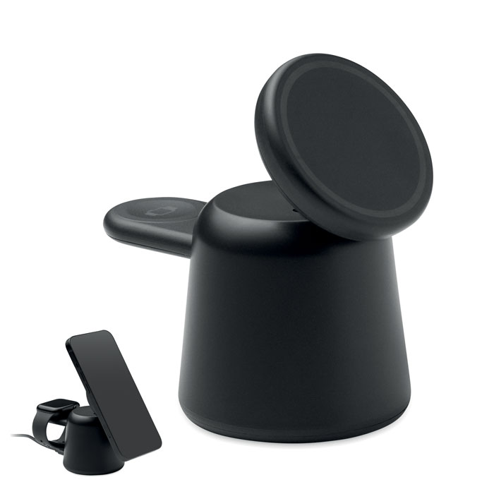 SIMPA 3-in-1 wireless charging station, 15 W, magnetic, with your logo