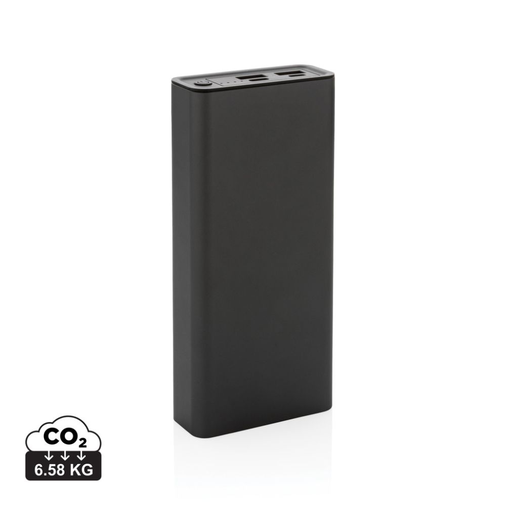 Terra RCS 20,000 mAh recycled aluminium power bank with 18 W fast charging, with your logo