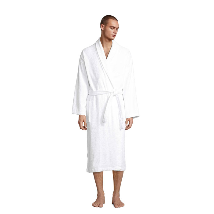 Unisex halāts PALACE no 100% kokvilnas ar šala apkakli un jūsu logo