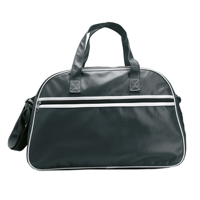 VINTAGE sports bag in matt PVC with front zip pocket, with your logo