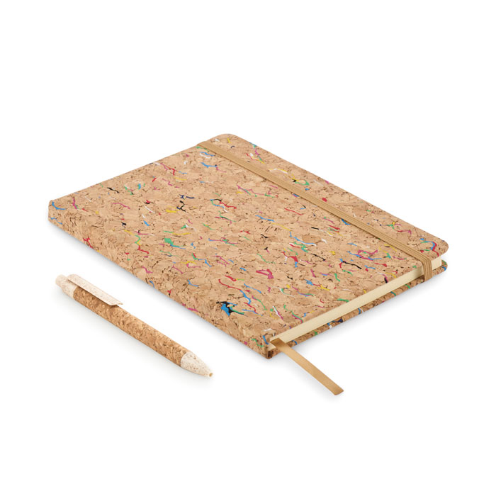 A5 notebook CORNOTA with cork cover and elastic strap with your logo