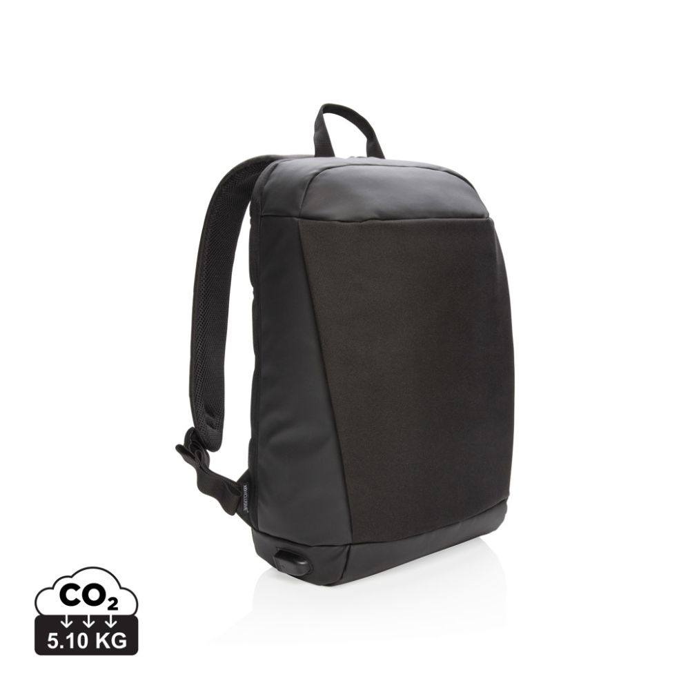 Madrid anti-theft laptop backpack with RFID protection and USB output, with your logo