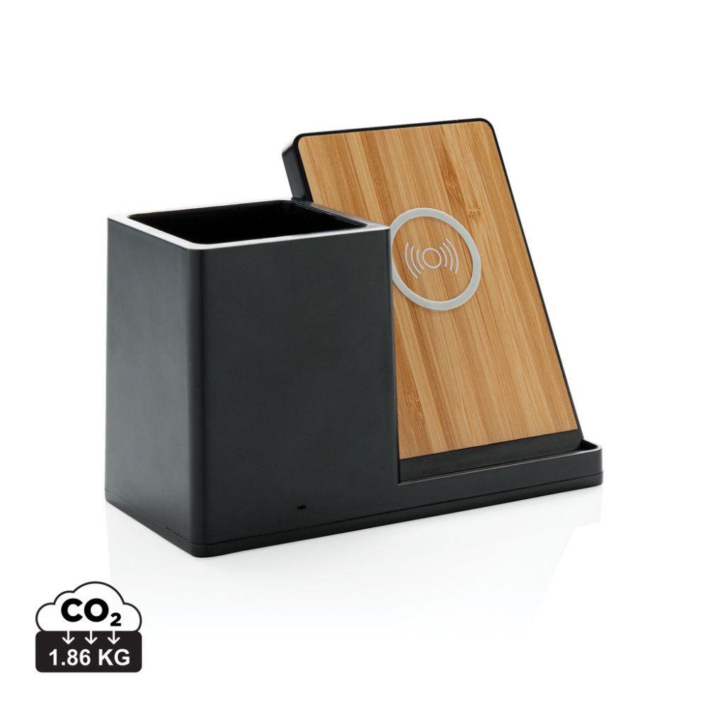 Ontario 10 W wireless charger with pen holder, recycled ABS, with your logo