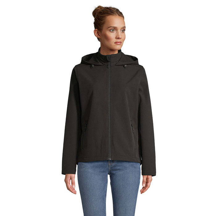 Sieviešu softshell jaka RACE HOODED WOMEN ar kapuci ar jūsu apdruku
