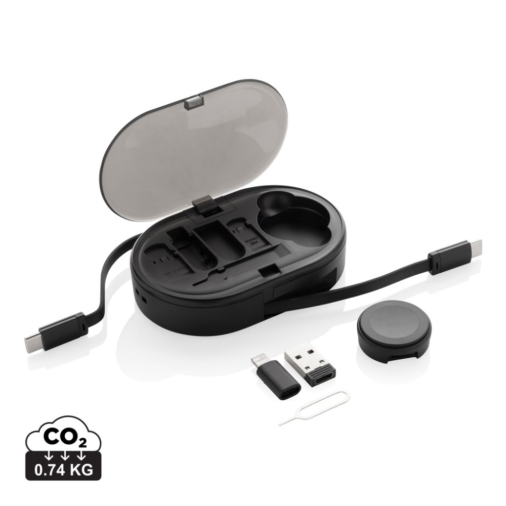 Uzlādes kabeļu komplekts Chargevix 60W ar izvelkamu kabeli ar jūsu logo