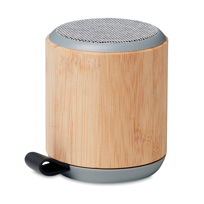 Wireless speaker RUGLI with bamboo cover, Bluetooth 5.3 and your logo