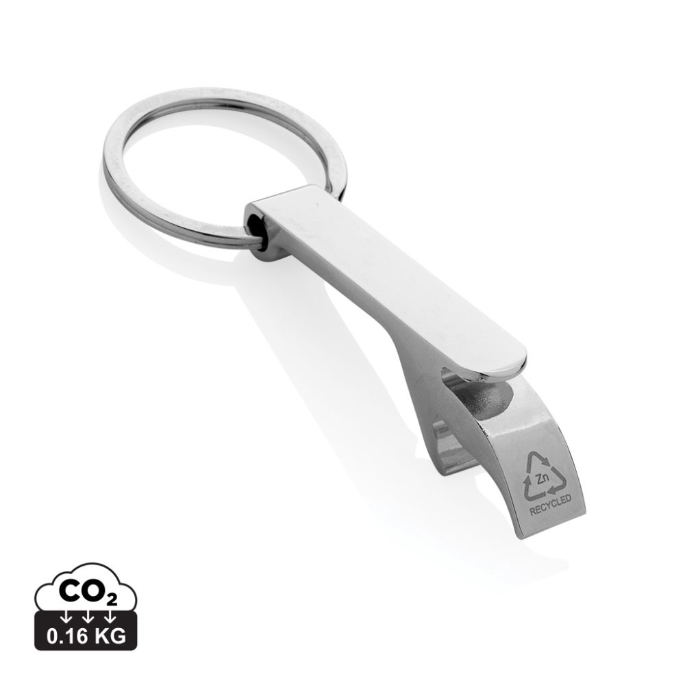 Bottle opener keychain made from recycled zinc alloy, extra strong, with your logo