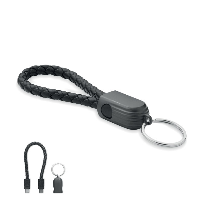 FAULETI LOOP key ring charging cable, USB-C to USB-C 60 W, with your logo