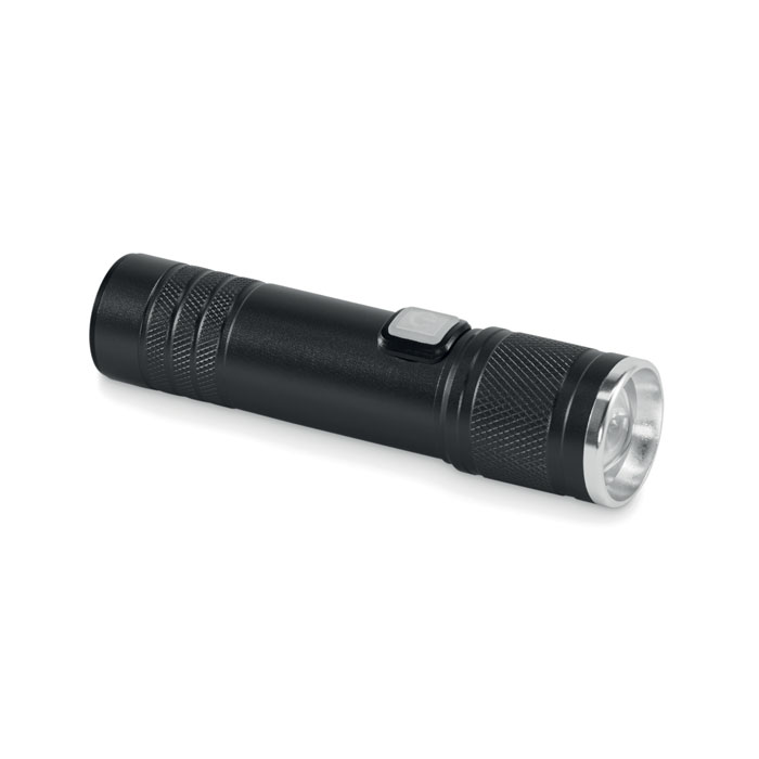 Rechargeable COB torch FLASHRA in recycled aluminium with zoom function with your logo