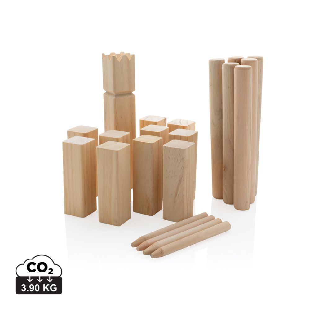 Wooden kubb set in a cotton pouch with your logo